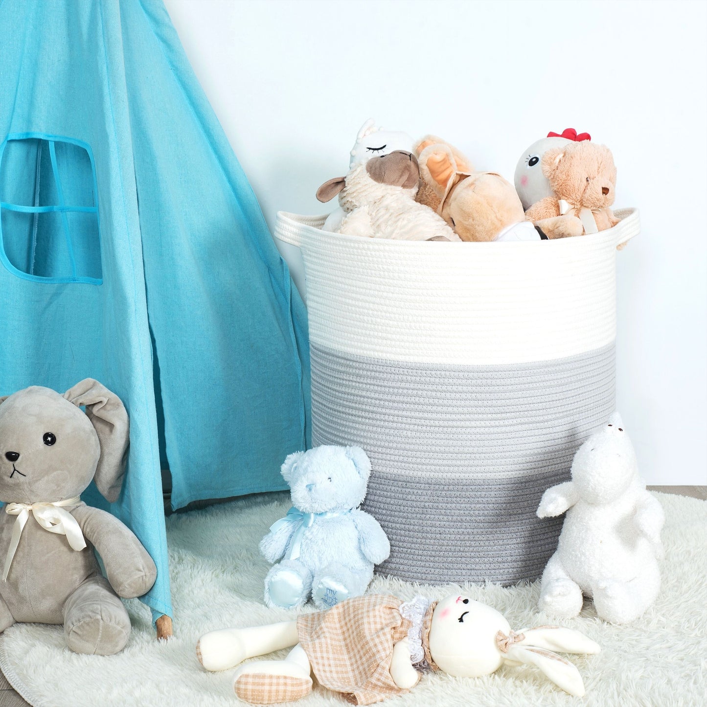 20"x18" Rope Basket - 3-Tone Light Grey