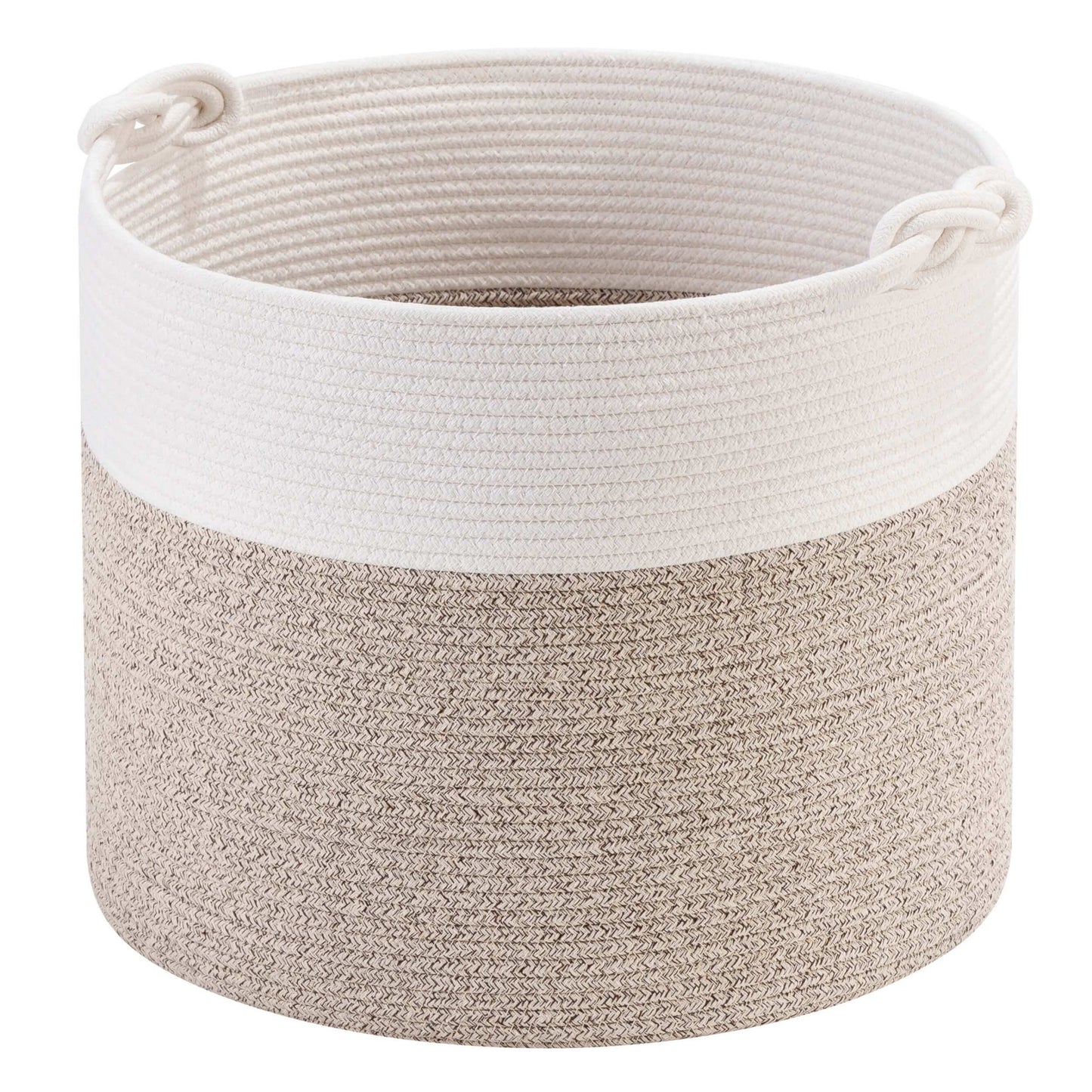 15"x14.2" Rope Basket w/ Knot Handles - Light Brown