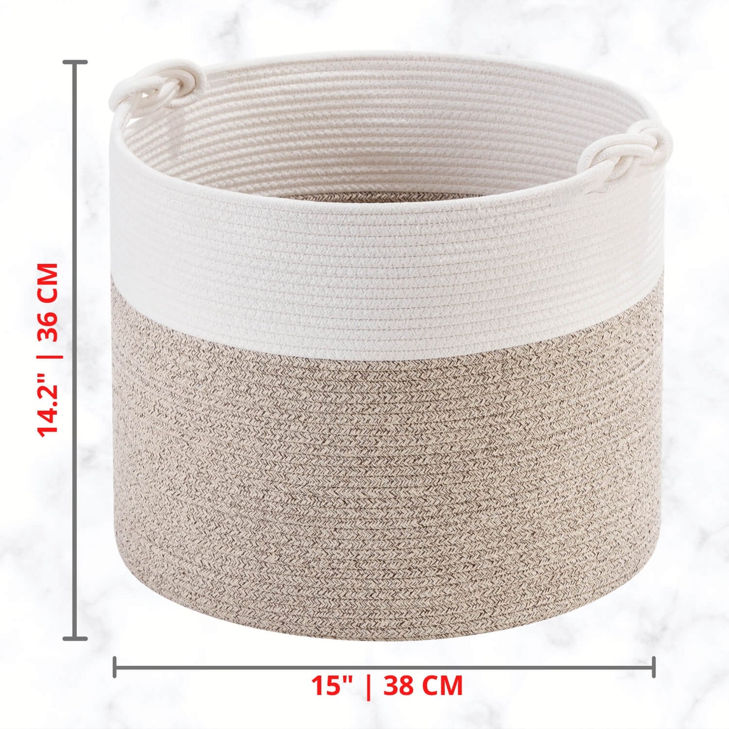 15"x14.2" Rope Basket w/ Knot Handles - Light Brown
