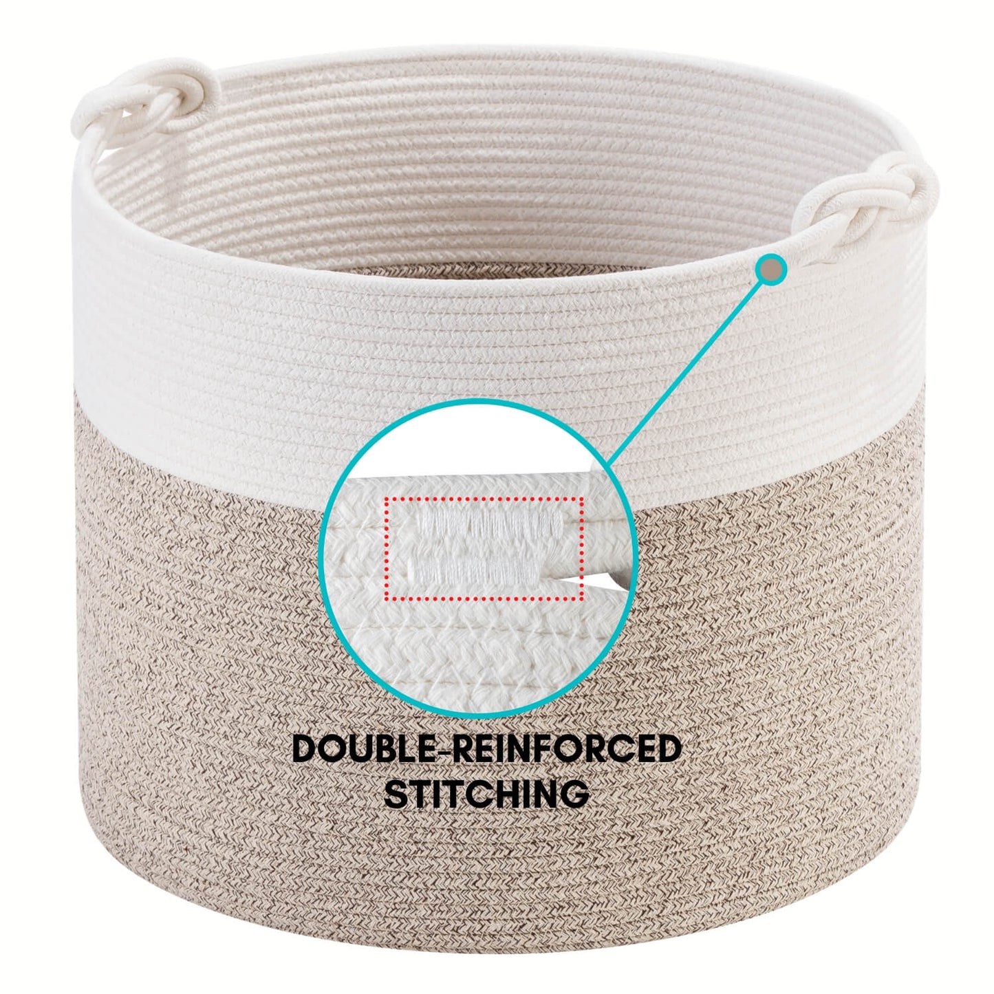 15"x14.2" Rope Basket w/ Knot Handles - Light Brown