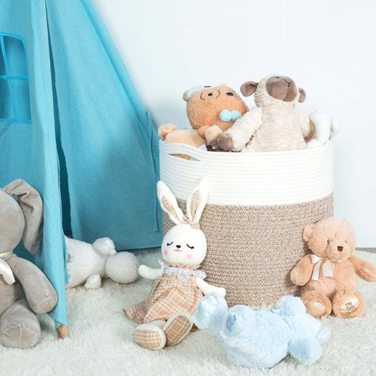 17"x15" Rope Basket w/ Slit Handles - Light Brown