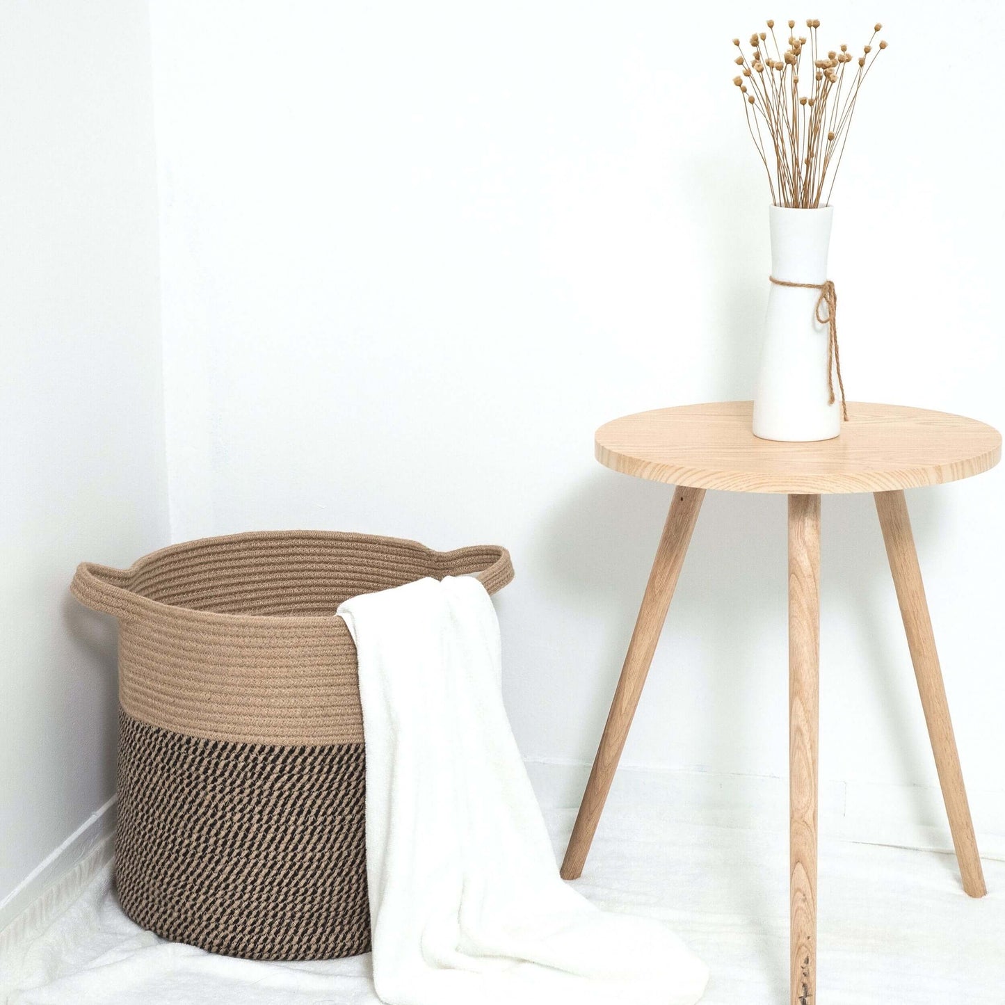 15"x14.2" Rope Basket - Black Jute