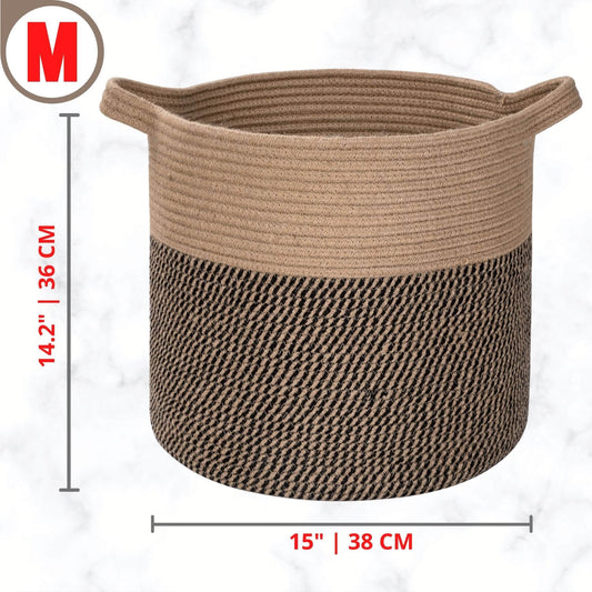 15"x14.2" Rope Basket - Black Jute