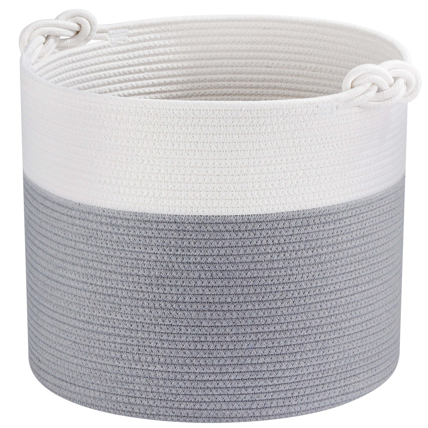15"x14.2" Rope Basket w/ Knot Handles - Dark Grey