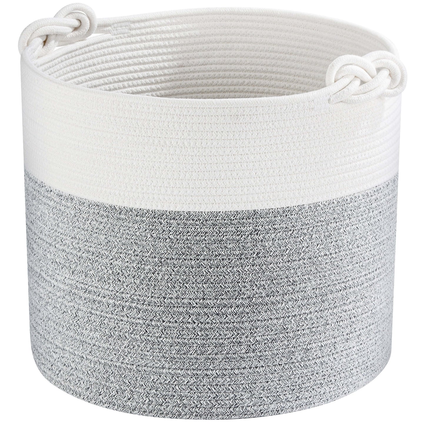 15"x14.2" Rope Basket w/ Knot Handles - Light Grey