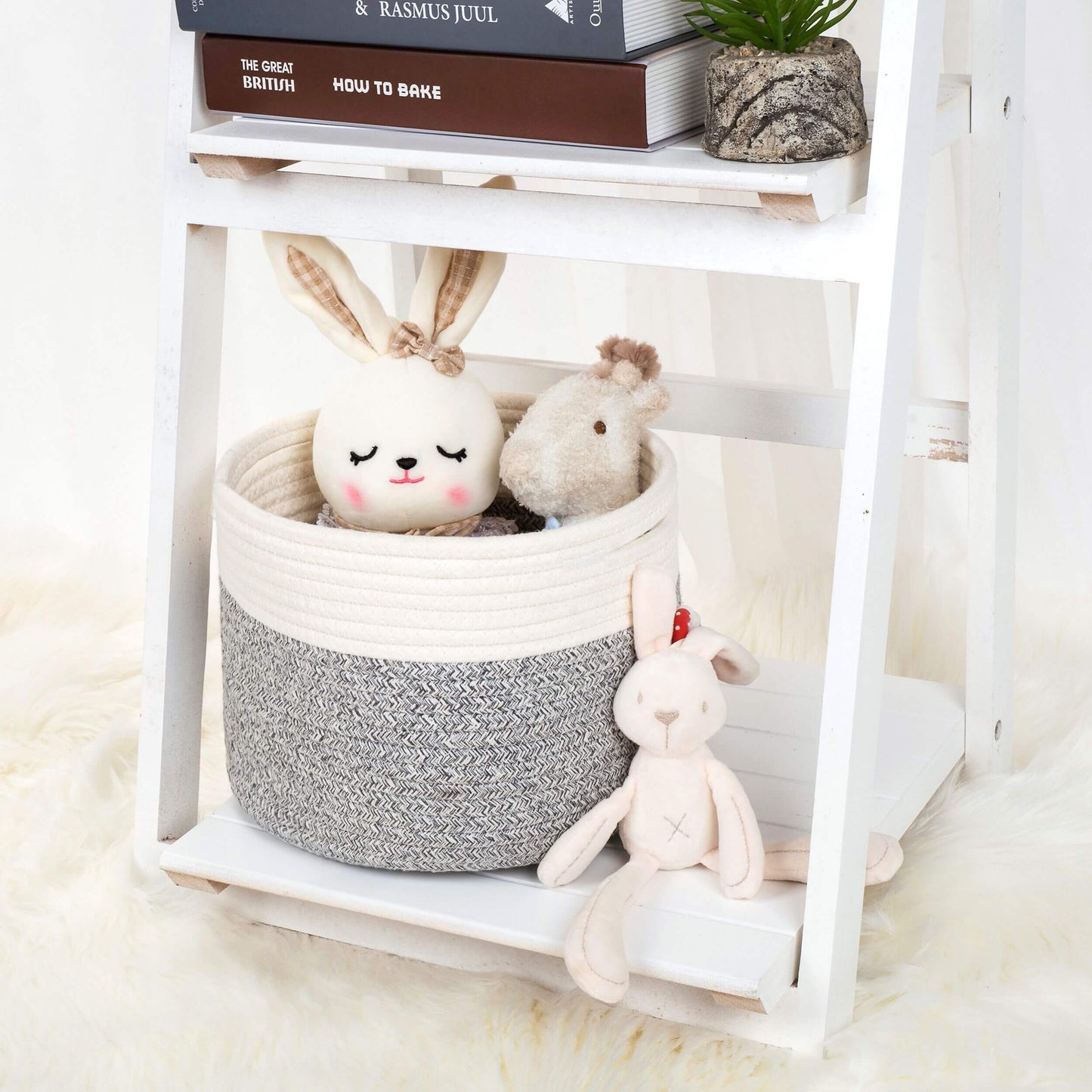 9.5"x7.1" Rope Basket - Light Gray