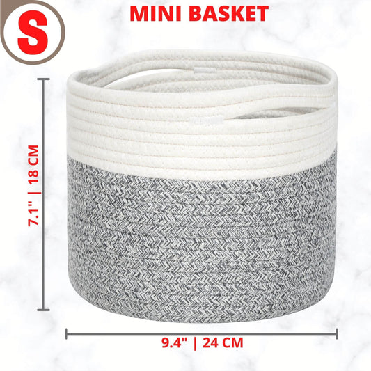 9.5"x7.1" Rope Basket - Light Gray