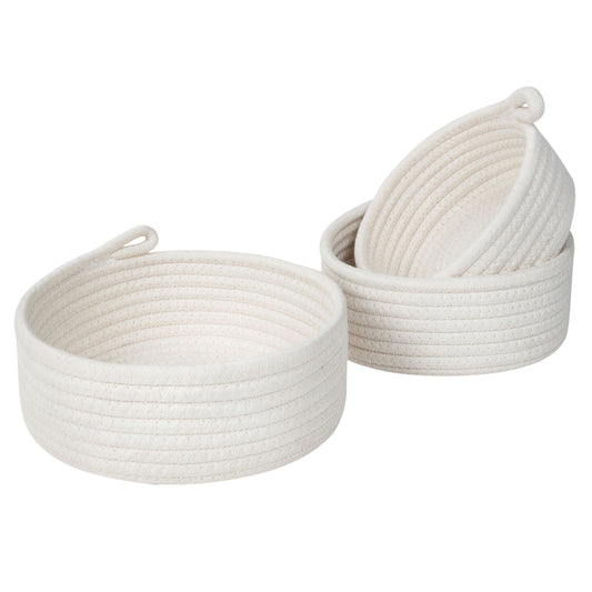 Set of 3 Nesting Catch-All Baskets - Off-White
