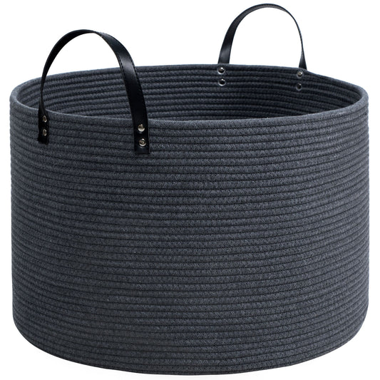 20"x13" Rope Basket w/ Long Handles - Dark Grey