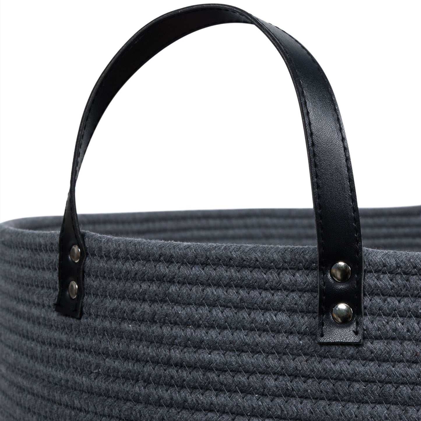 20"x13" Rope Basket w/ Long Handles - Dark Grey