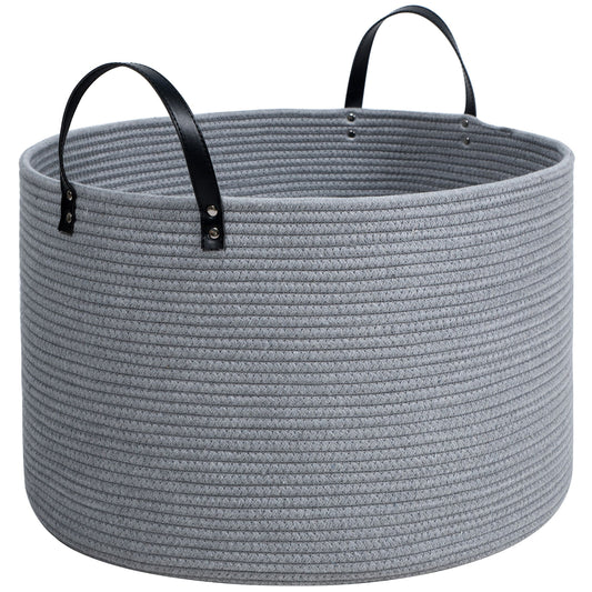 20"x13" Rope Basket w/ Long Handles - Light Grey