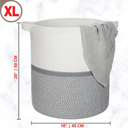 20"x18" Rope Basket - Light Grey Mix