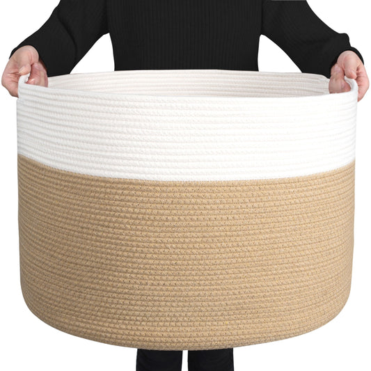 22"x14" Rope Basket w/ Slit Handles - Beige