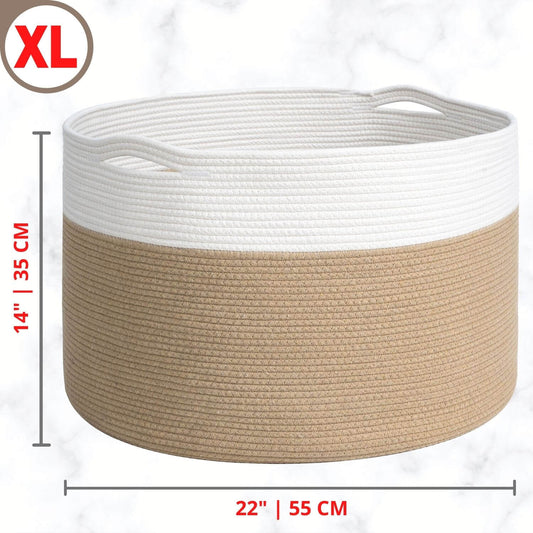 22"x14" Rope Basket w/ Slit Handles - Beige