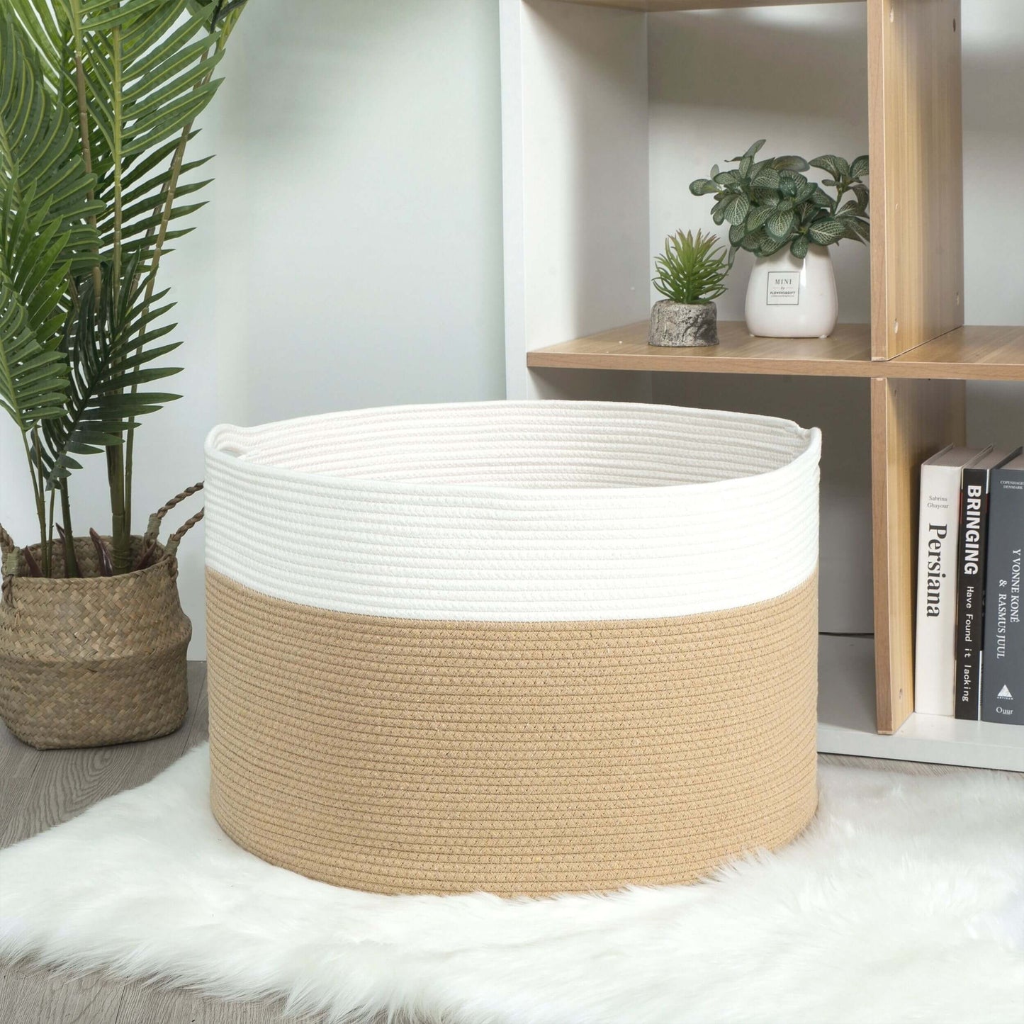 22"x14" Rope Basket w/ Slit Handles - Beige