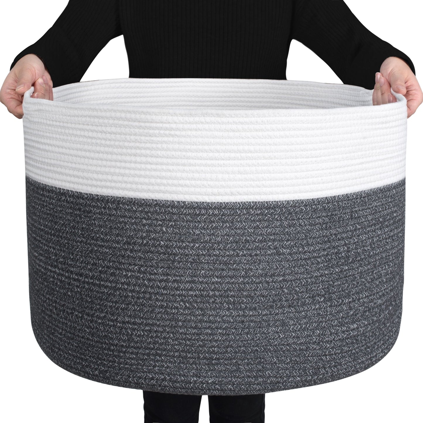 22"x14" Rope Basket w/ Slit Handles - Moonlight Grey