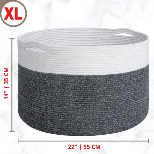 22"x14" Rope Basket w/ Slit Handles - Moonlight Grey