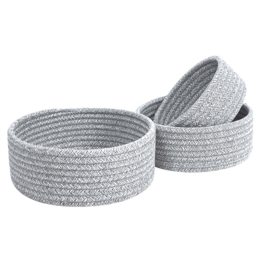Set of 3 Nesting Catch-All Baskets - Light Grey Mix