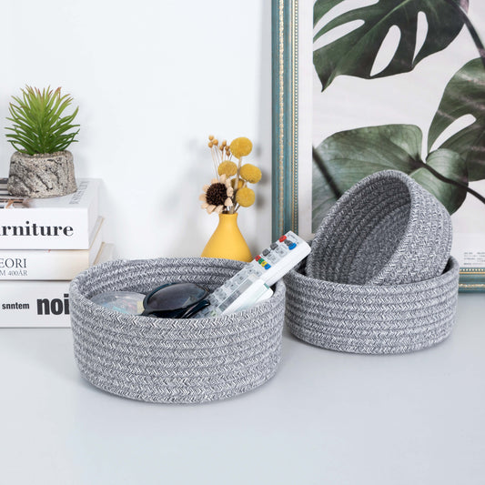Set of 3 Nesting Catch-All Baskets - Light Grey Mix