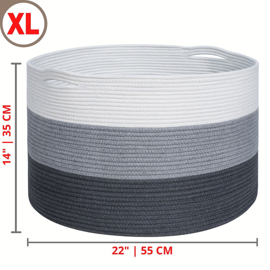 22"x14" Rope Basket w/ Slit Handles - 3-Tone Dark Grey