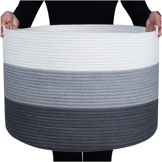 22"x14" Rope Basket w/ Slit Handles - 3-Tone Dark Grey