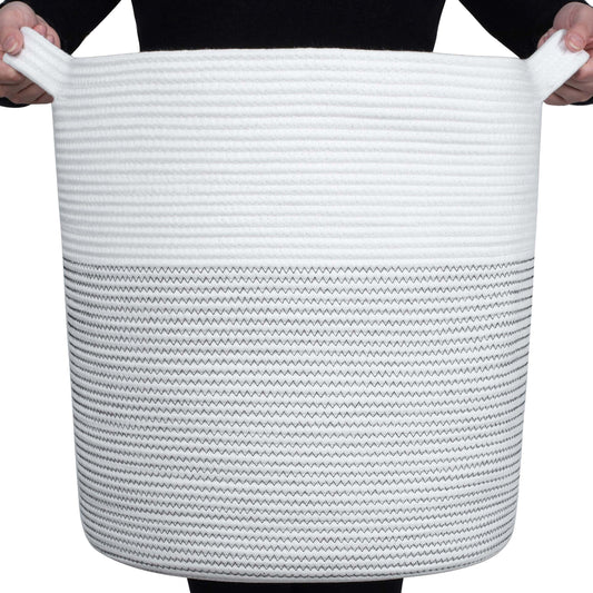 20"x18" Rope Basket - Black Stitching