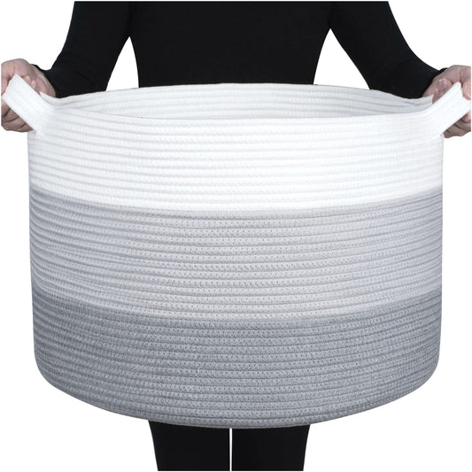 22"x14" Rope Basket - 3 Tone Light Grey