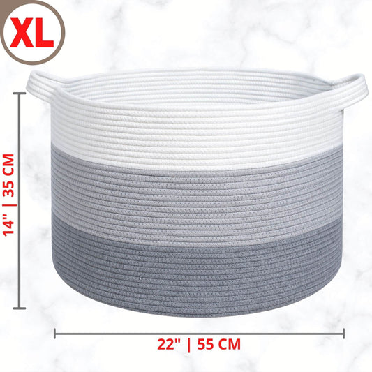 22"x14" Rope Basket - 3 Tone Light Grey