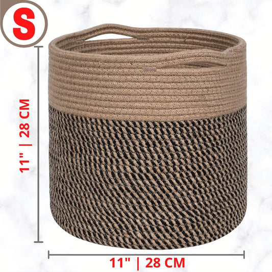 11"x11" Rope Basket - Black Jute