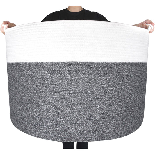 22"x16" Rope Basket w/ Knot Handles - Moonlight Grey