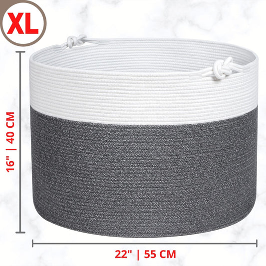 22"x16" Rope Basket w/ Knot Handles - Moonlight Grey