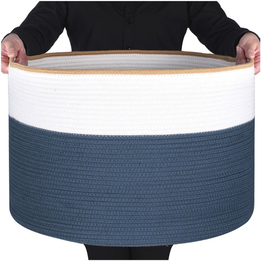 22"x14" Rope Basket w/ Slit Handles - Prussian Blue