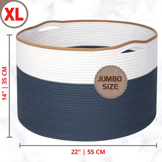 22"x14" Rope Basket w/ Slit Handles - Prussian Blue