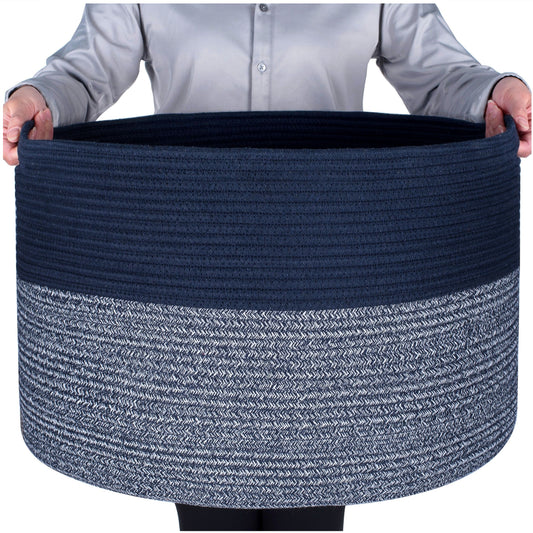 22"x14" Rope Basket w/ Slit Handles - Navy Blue