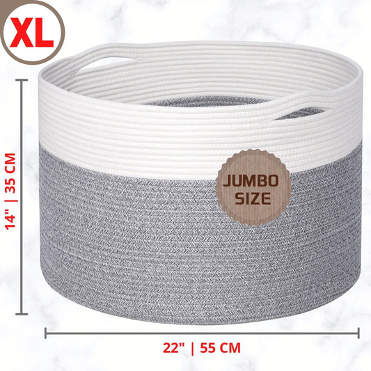 22"x14" Rope Basket w/ Slit Handles - Light Grey
