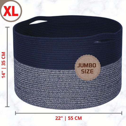 22"x14" Rope Basket w/ Slit Handles - Navy Blue