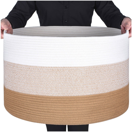 22"x14" Rope Basket w/ Slit Handles - 3 Tone Brown