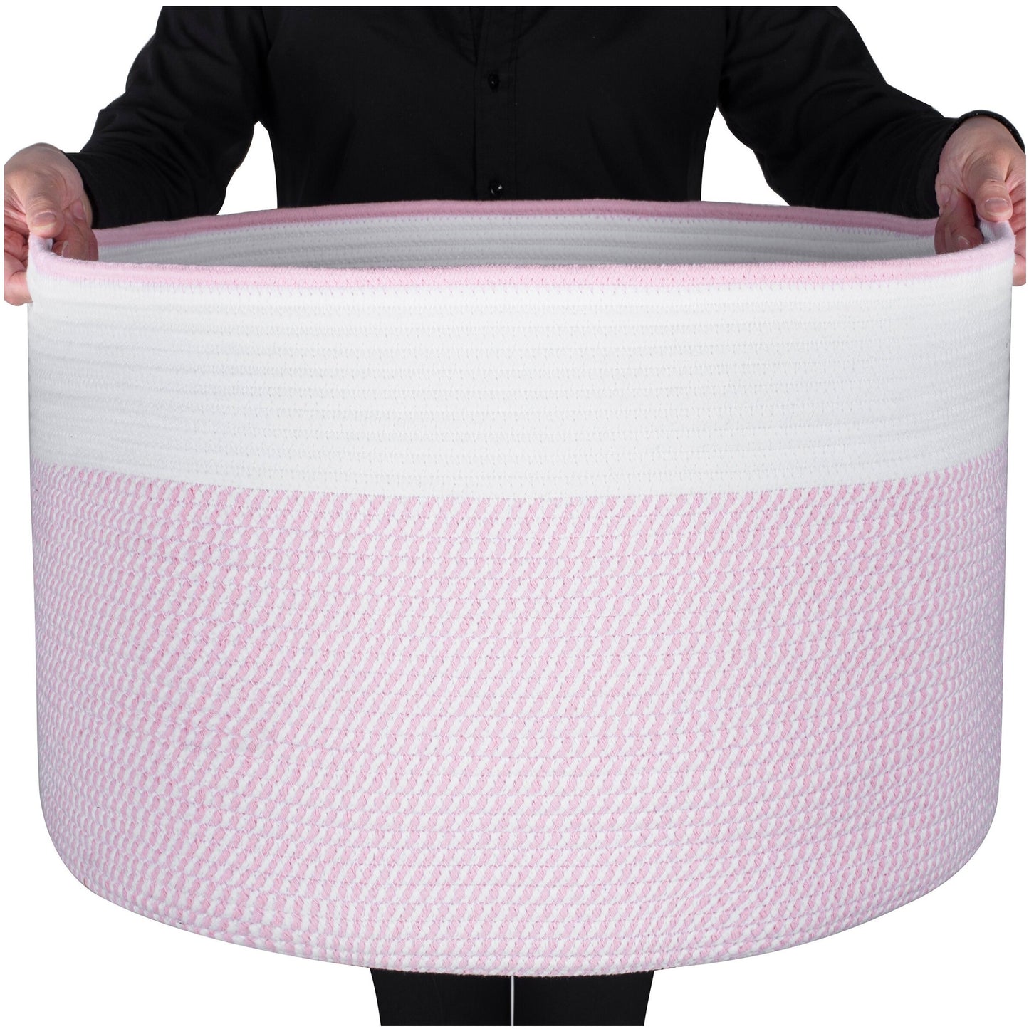 22"x14" Rope Basket w/ Slit Handles - Light Pink