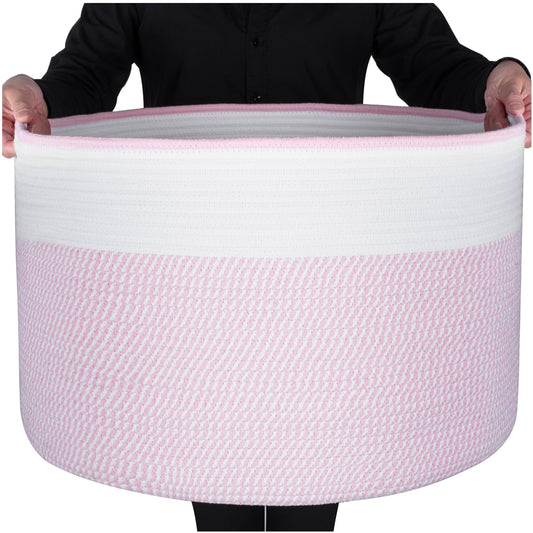 22"x14" Rope Basket w/ Slit Handles - Light Pink