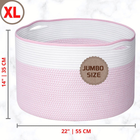 22"x14" Rope Basket w/ Slit Handles - Light Pink