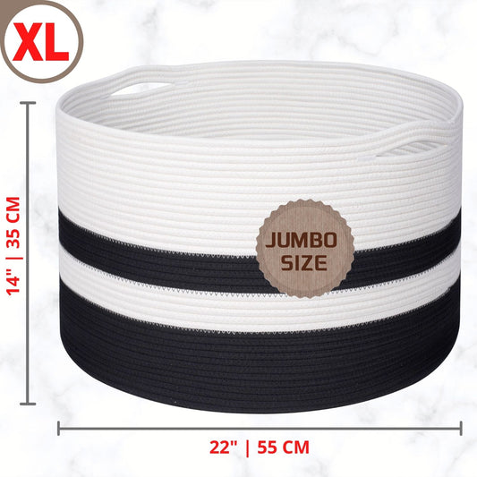 22"x14" Rope Basket w/ Slit Handles - Black