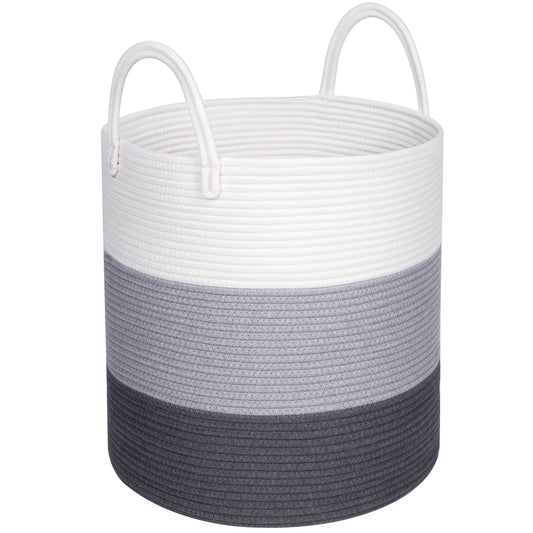 18"x16" Rope Basket w/ Long Handles - 3 Tone Dark Grey