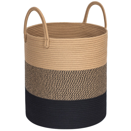 18"x16" Rope Basket w/ Long Handles - Black Jute