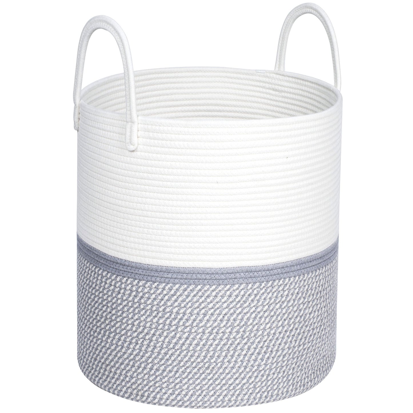 18"x16" Rope Basket w/ Long Handles - Light Grey Mix