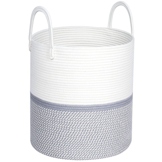 18"x16" Rope Basket w/ Long Handles - Light Grey Mix