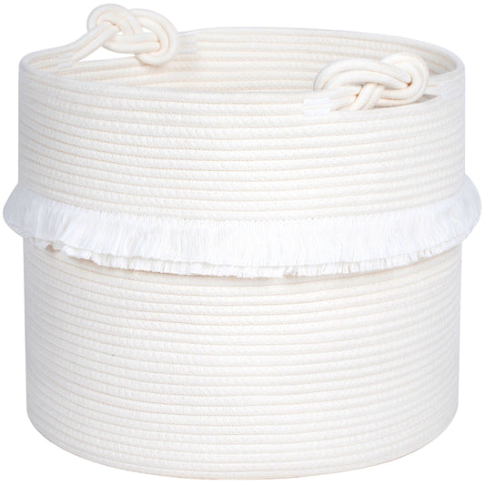 15"x14.2" Rope Basket w/ Knot Handles - Creamy White