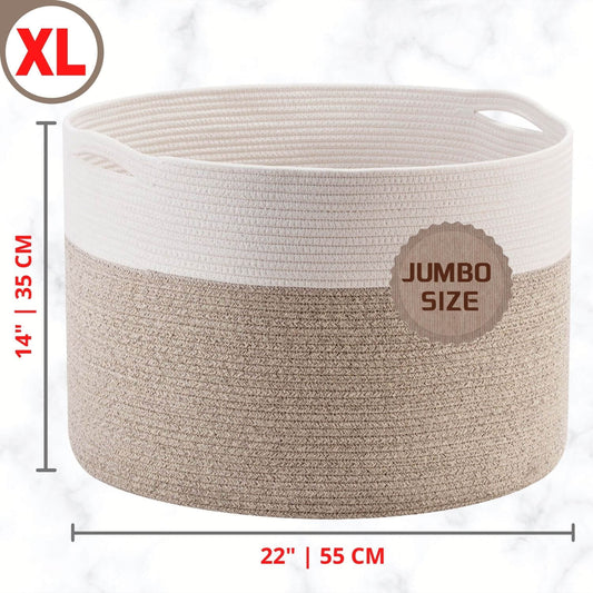 22"x14" Rope Basket w/ Slit Handles - Light Brown