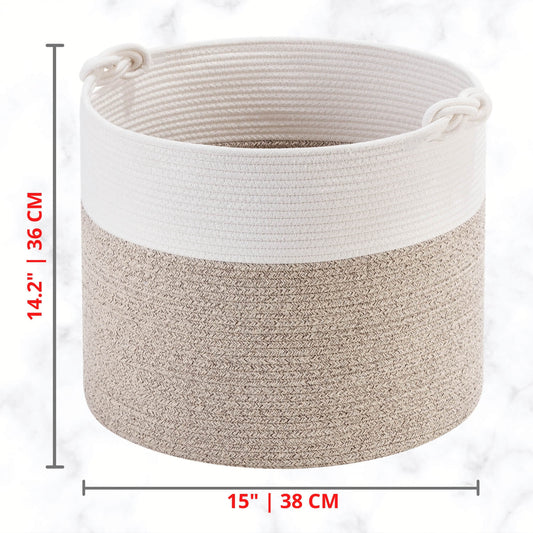15"x14.2" Rope Basket w/ Knot Handles - Light Brown
