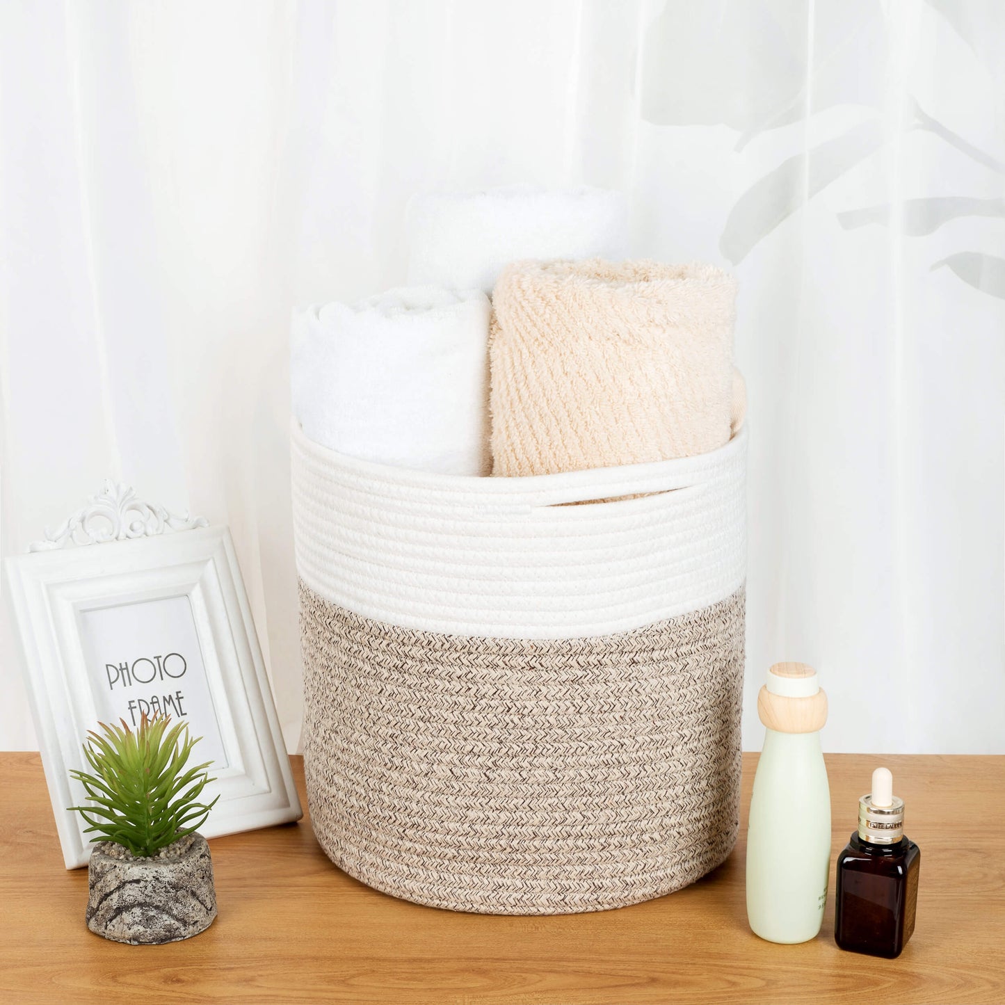 11"x11" Rope Basket - Light Brown