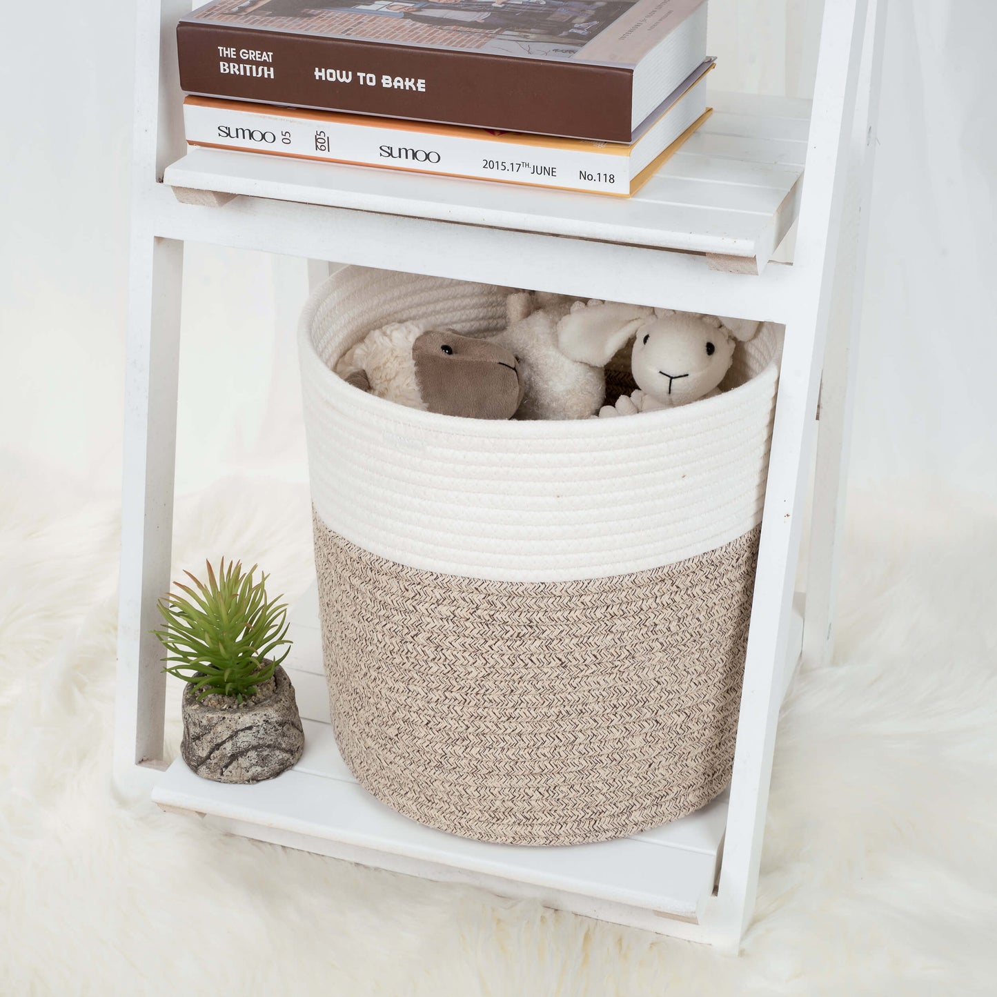 11"x11" Rope Basket - Light Brown